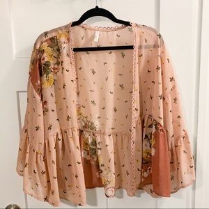 Target Xhilaration Pink Floral Kimono Cardigan